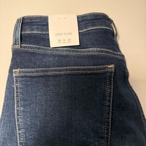 Zara Dark Blue Denim Crop Flare Jeans